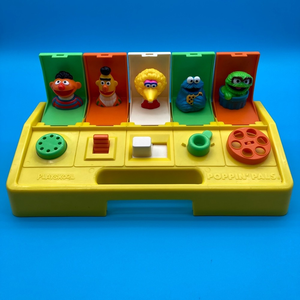 Vintage Playskool Sesame Street Busy Poppin' Pals Pop-Up Toy - 1980s Retro